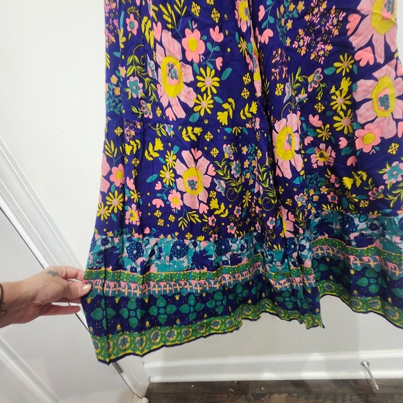 NWOT Natural Life Floral Maxi Skirt Small Blue Pink Yellow Boho Bohemian Tiered - Picture 4 of 8